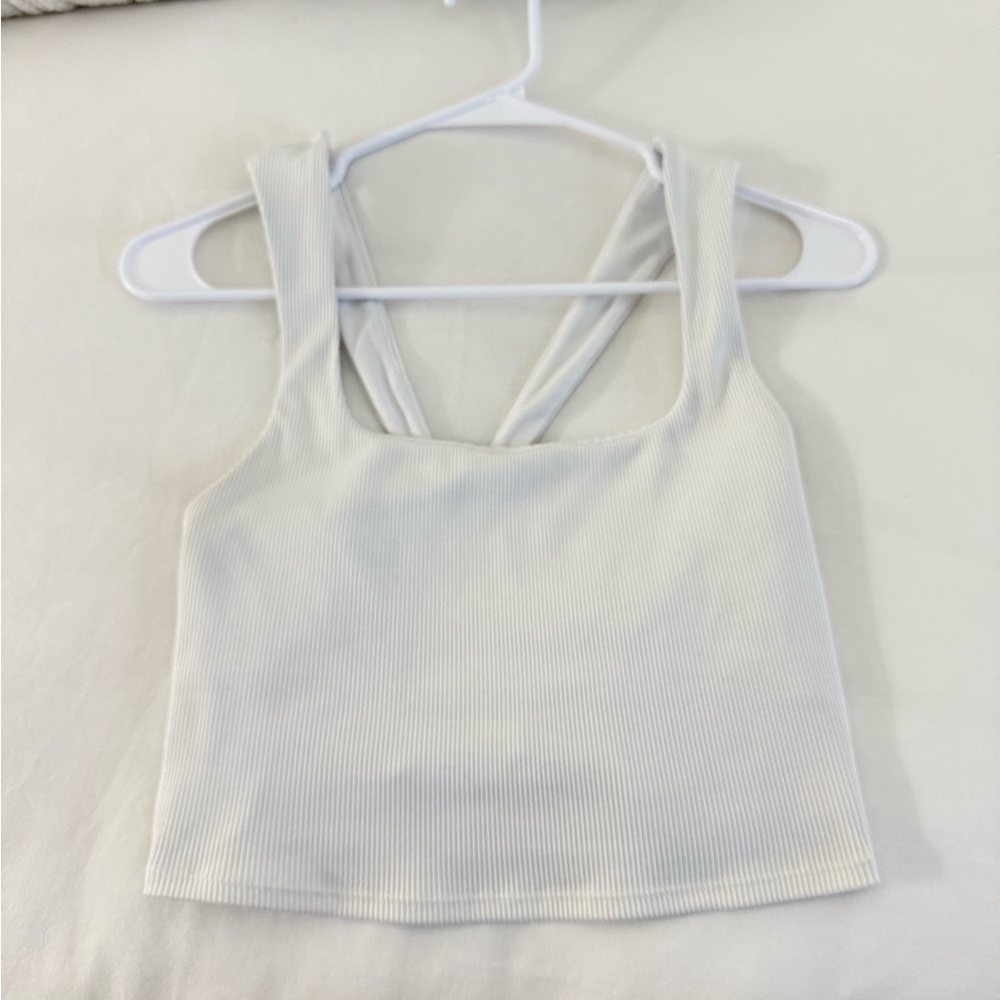 ALO Yoga Alosoft Ribbed Chic Bra Tank - White